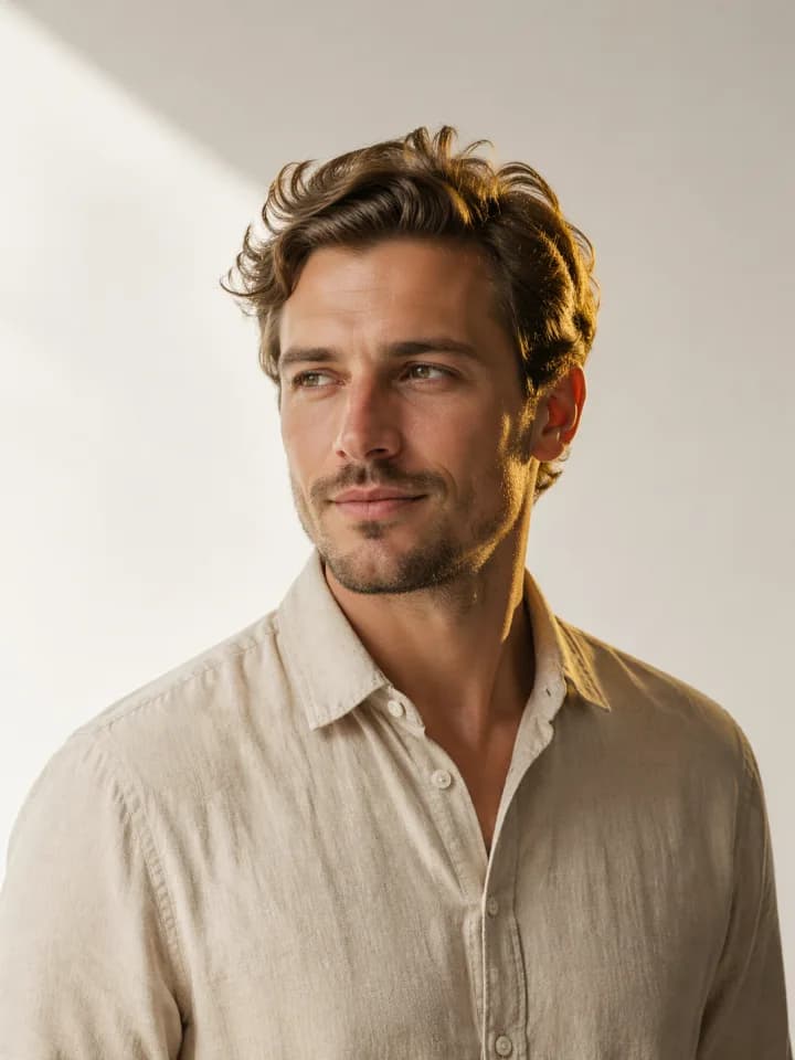 Editorial studio portrait with soft window lighting generated by Image 2