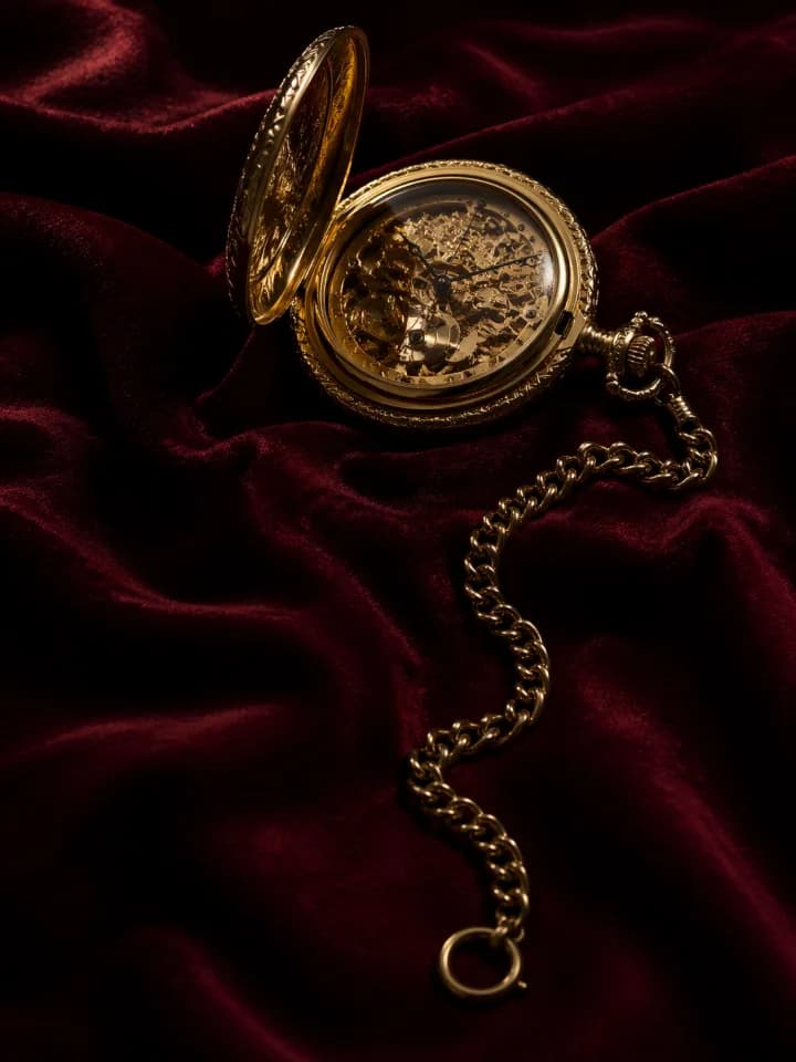 Hyperreal vintage brass pocket watch hero shot generated by Image 2