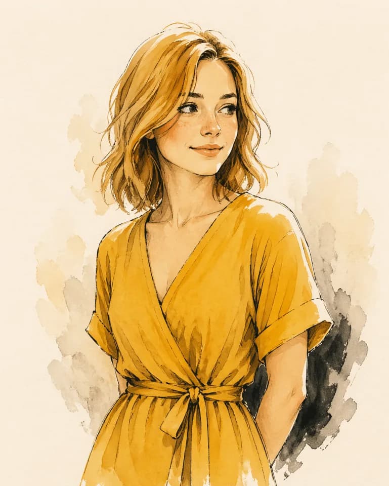 Stylized watercolor-and-ink illustrated character by Image 2