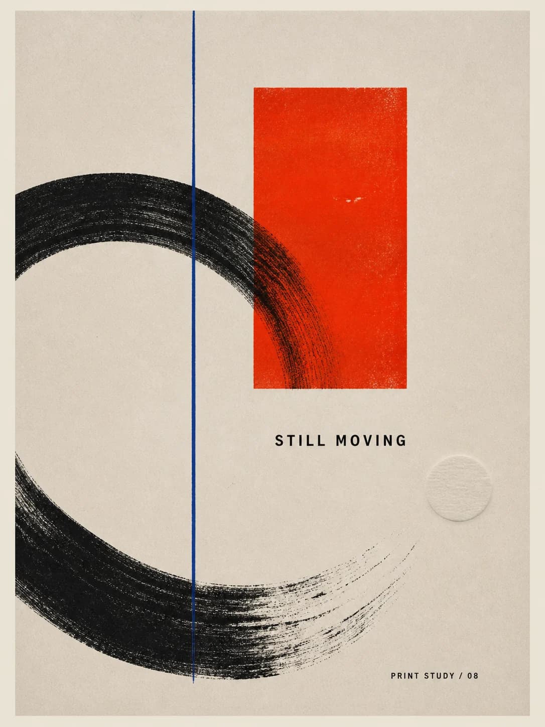 Still Moving abstract black red and blue minimalist zine art print by Image 2