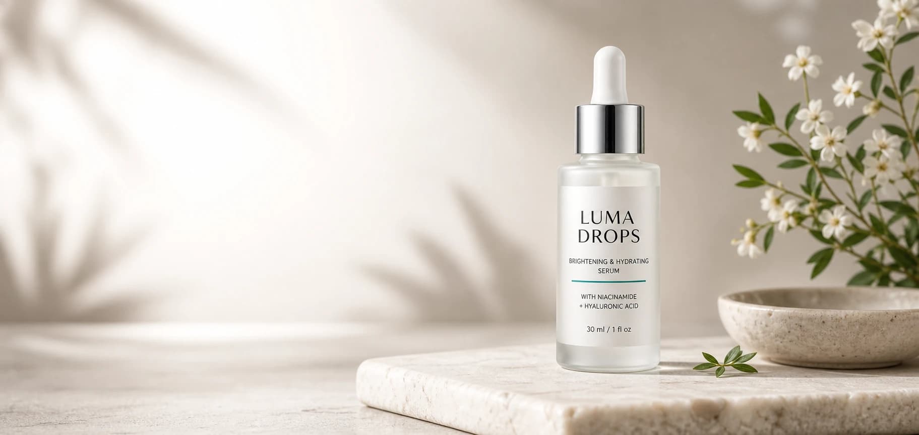 Premium skincare serum ecommerce hero image generated with a GPT Image 2 ecommerce product prompt
