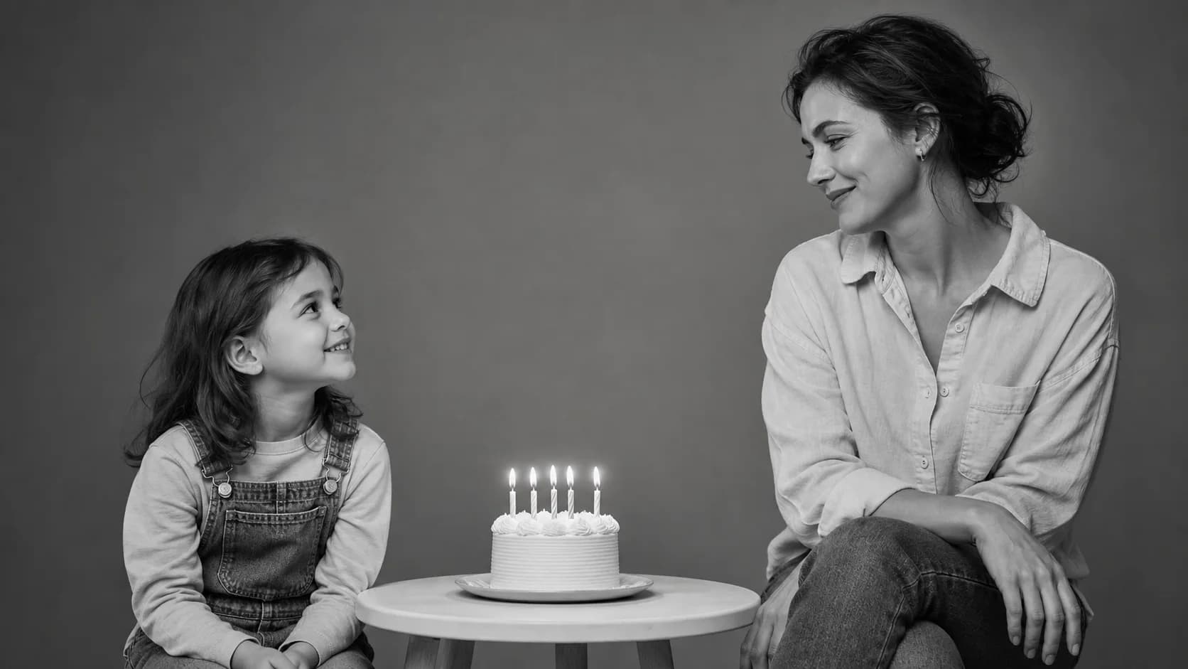 Black-and-white Childhood vs Present portrait for the Meet Your Younger Self AI trend