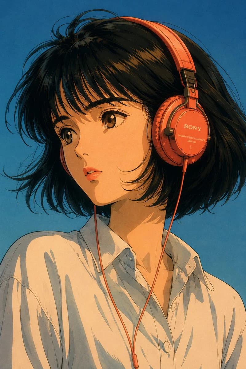 80s Retro Anime City Pop Portrait portrait visual