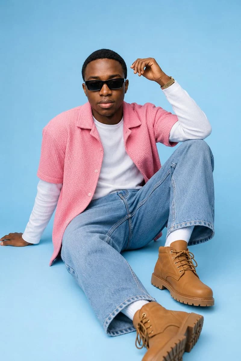 African Male Fashion Editorial ecommerce visual with clean product presentation, shop-ready composition and detailed styling