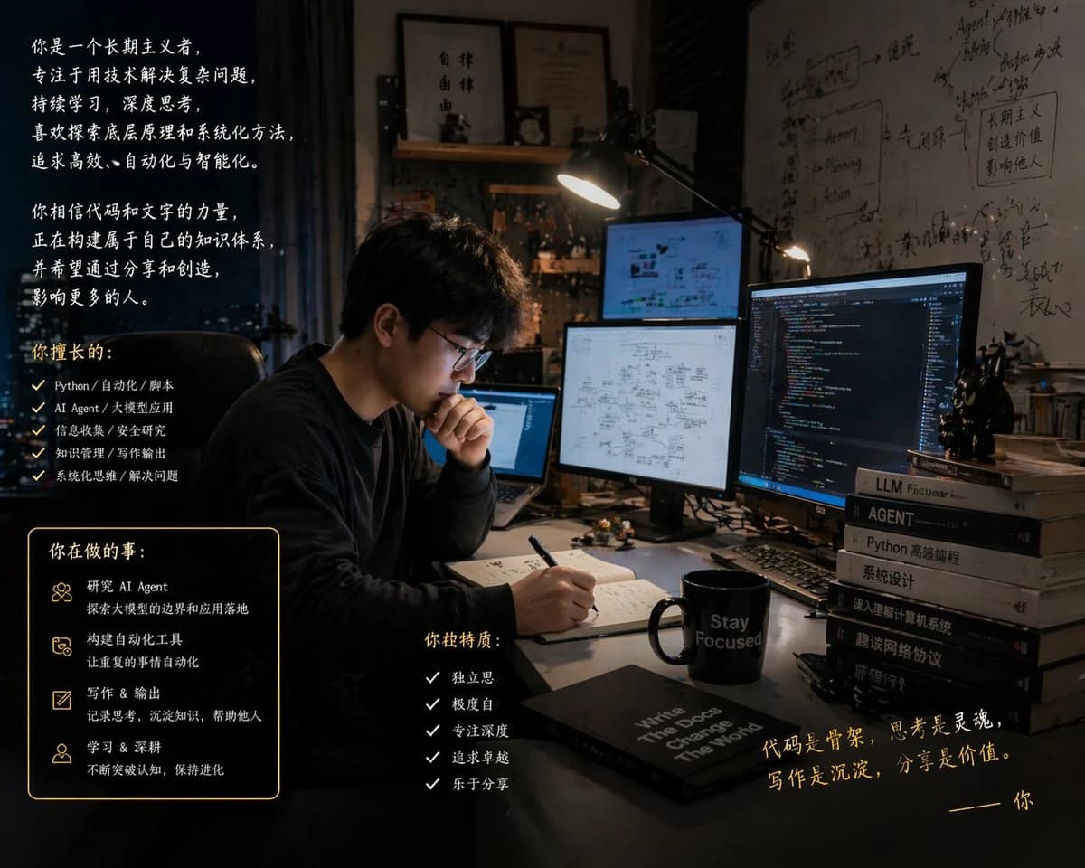 A focused individual writes notes at a cluttered desk surrounded by multiple computer screens displaying code and diagrams