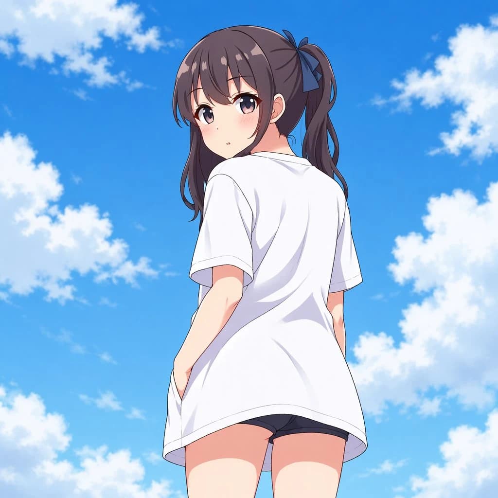 Anime Girl Under Summer Sky portrait visual