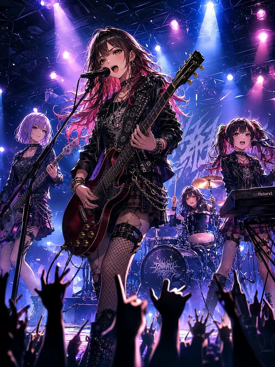 Anime Gothic Rock Concert: social media prompt preview with platform-ready composition and clear design.