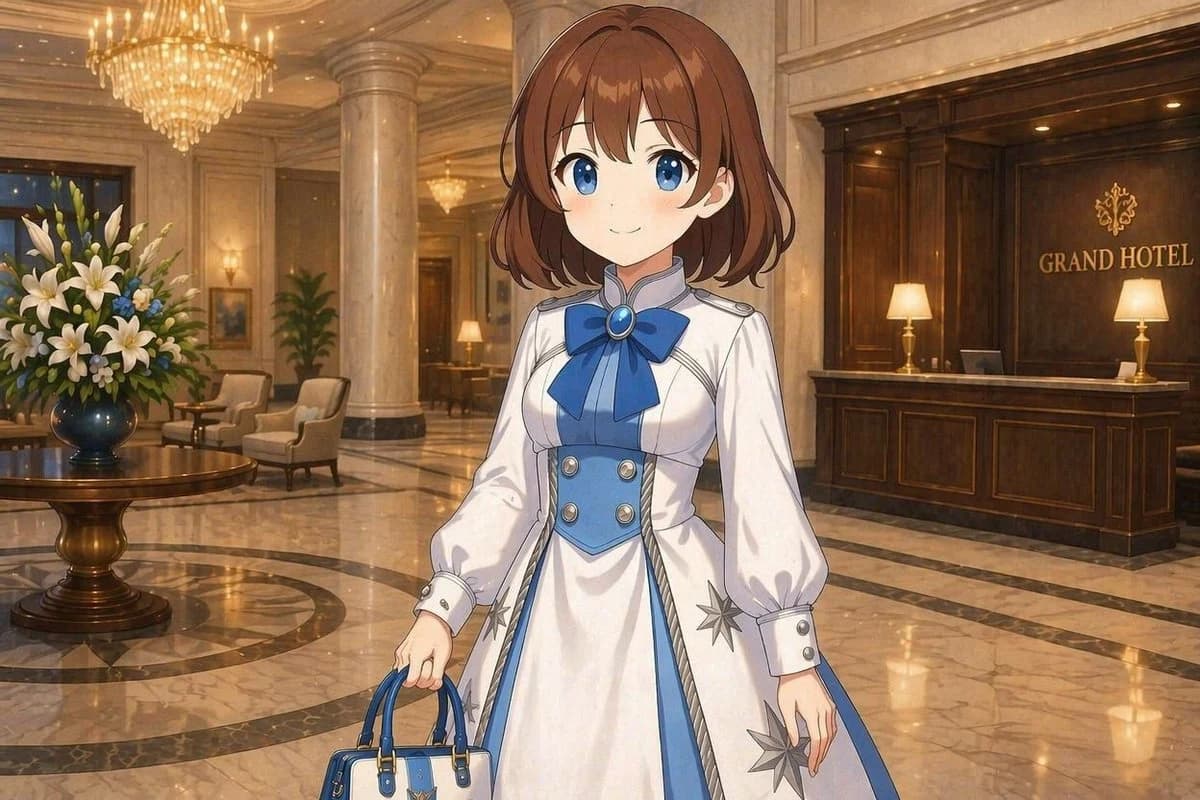 Anime Hotel Attendant in Grand Lobby social media visual