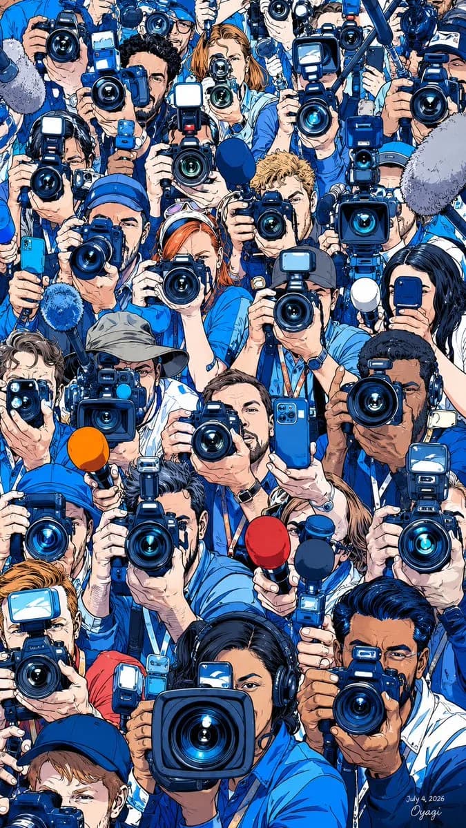 Anime Paparazzi Press Scrum with sequential storytelling, expressive character design and cinematic panel composition