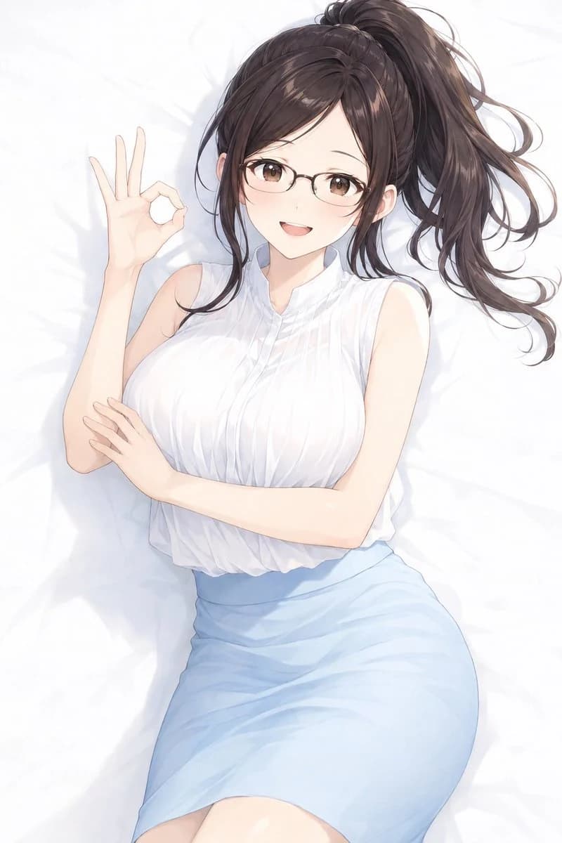 Anime Woman Making OK Sign portrait visual