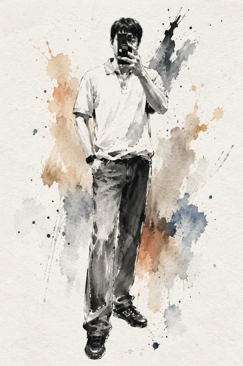 Artistic Ink Wash Portrait Sketch with expressive portrait lighting, detailed styling and a polished editorial mood