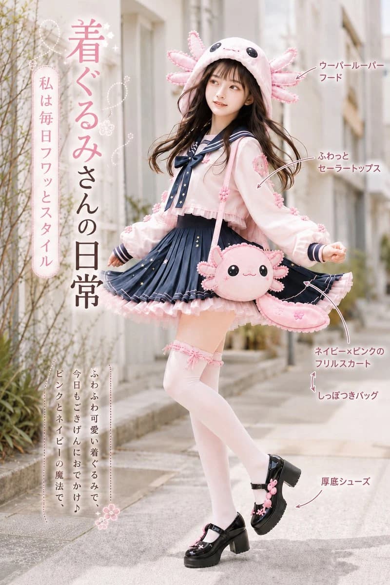 Axolotl Kigurumi Fashion Poster social media visual