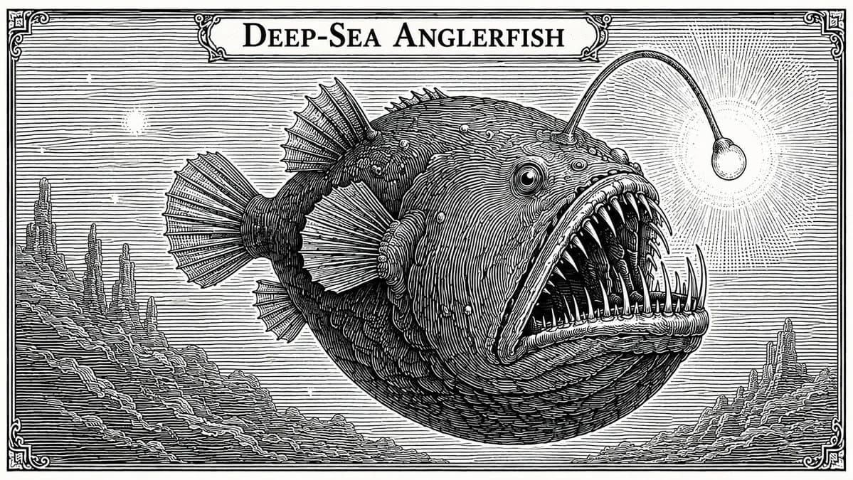Banknote Engraving Deep Sea Creatures with structured educational layout, readable annotations and clean visual hierarchy