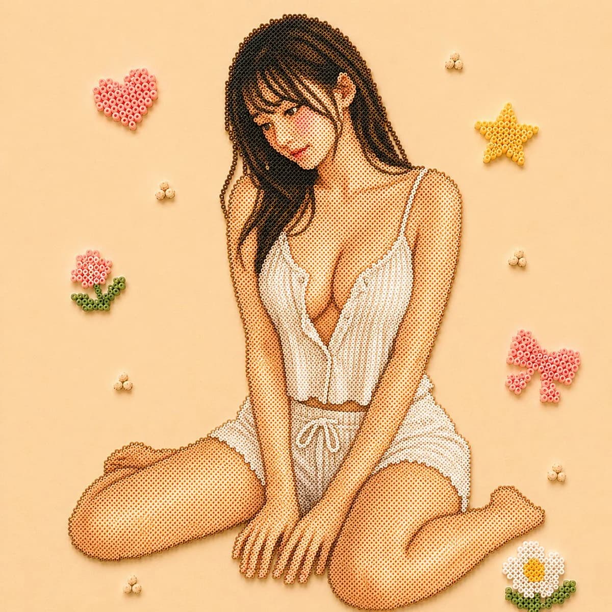Bead Craft Portrait Art with expressive portrait lighting, detailed styling and a polished editorial mood