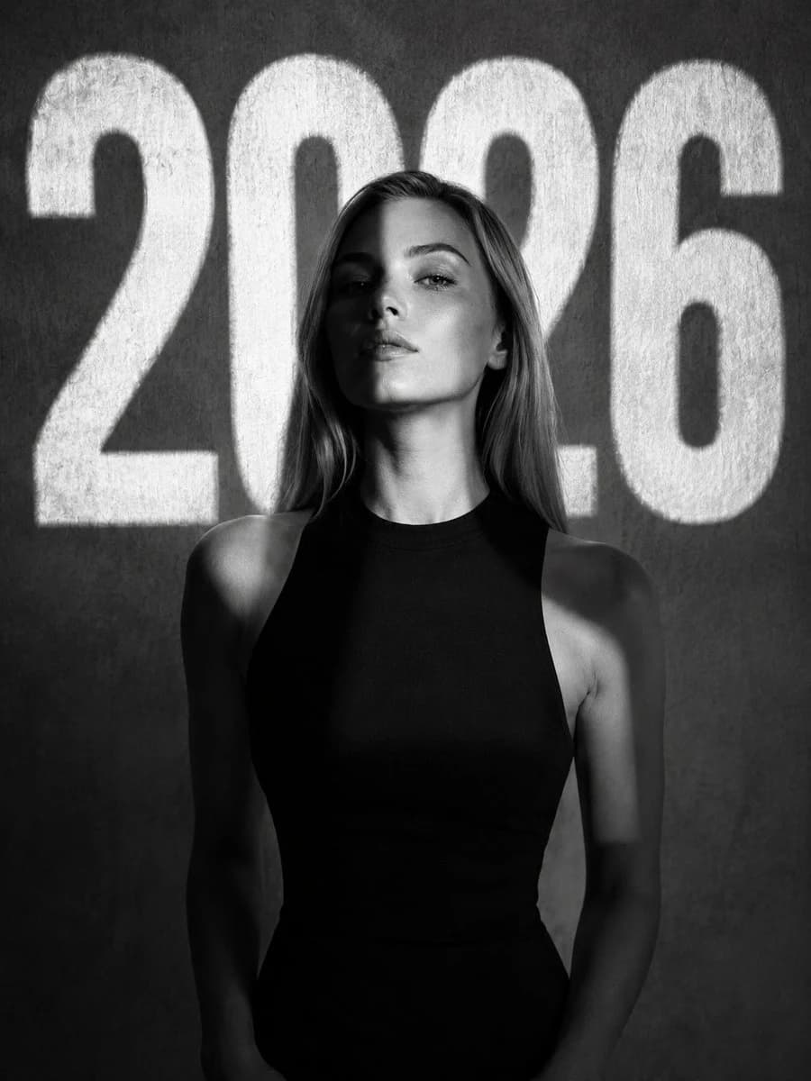 Black and White Cinematic Number Projection Portrait: social media prompt preview with platform-ready composition and clear design.
