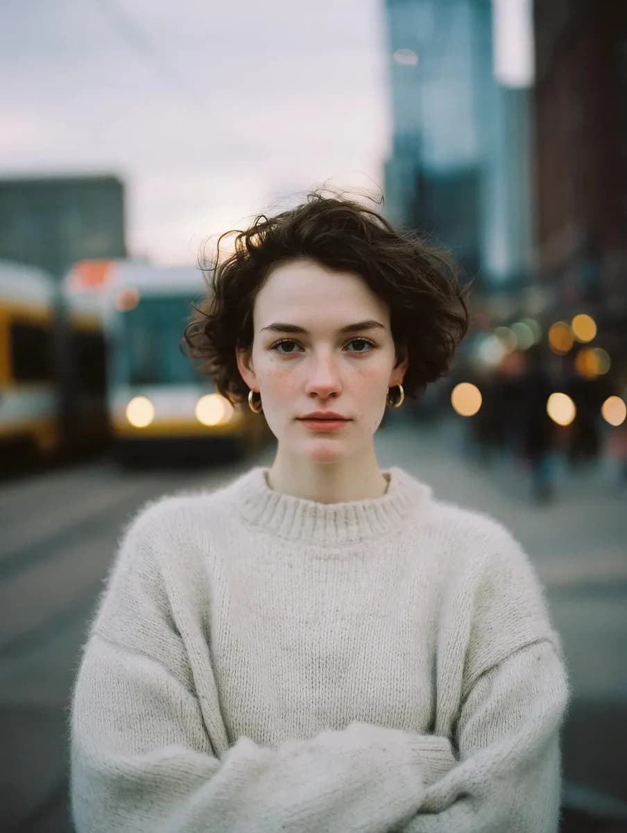 Blue Hour Street Portrait with expressive portrait lighting, detailed styling and a polished editorial mood
