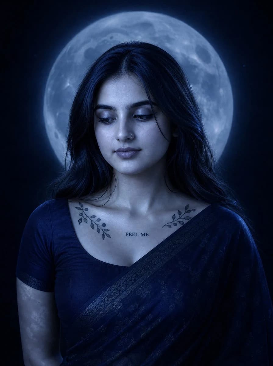 Blue Moonlit Sari Portrait portrait visual