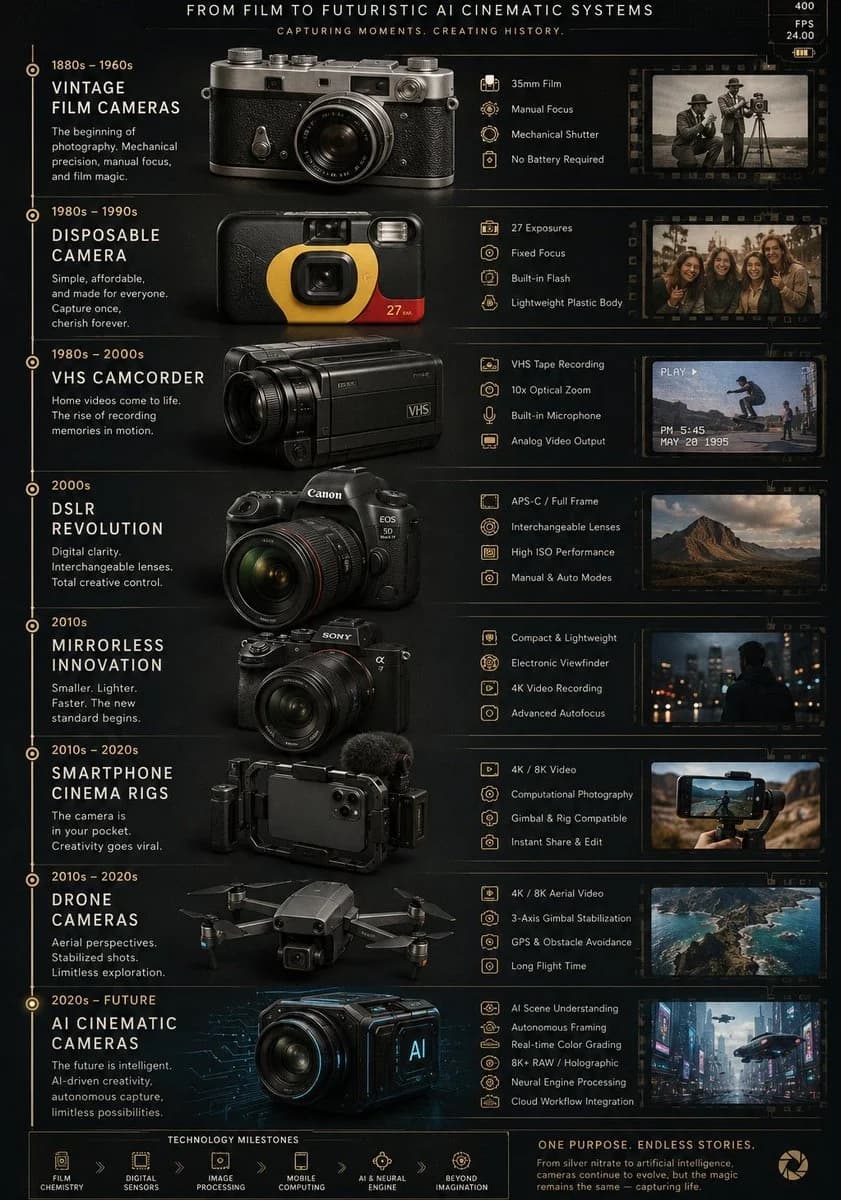 Camera Evolution Timeline Poster poster GPT Image 2 prompt example