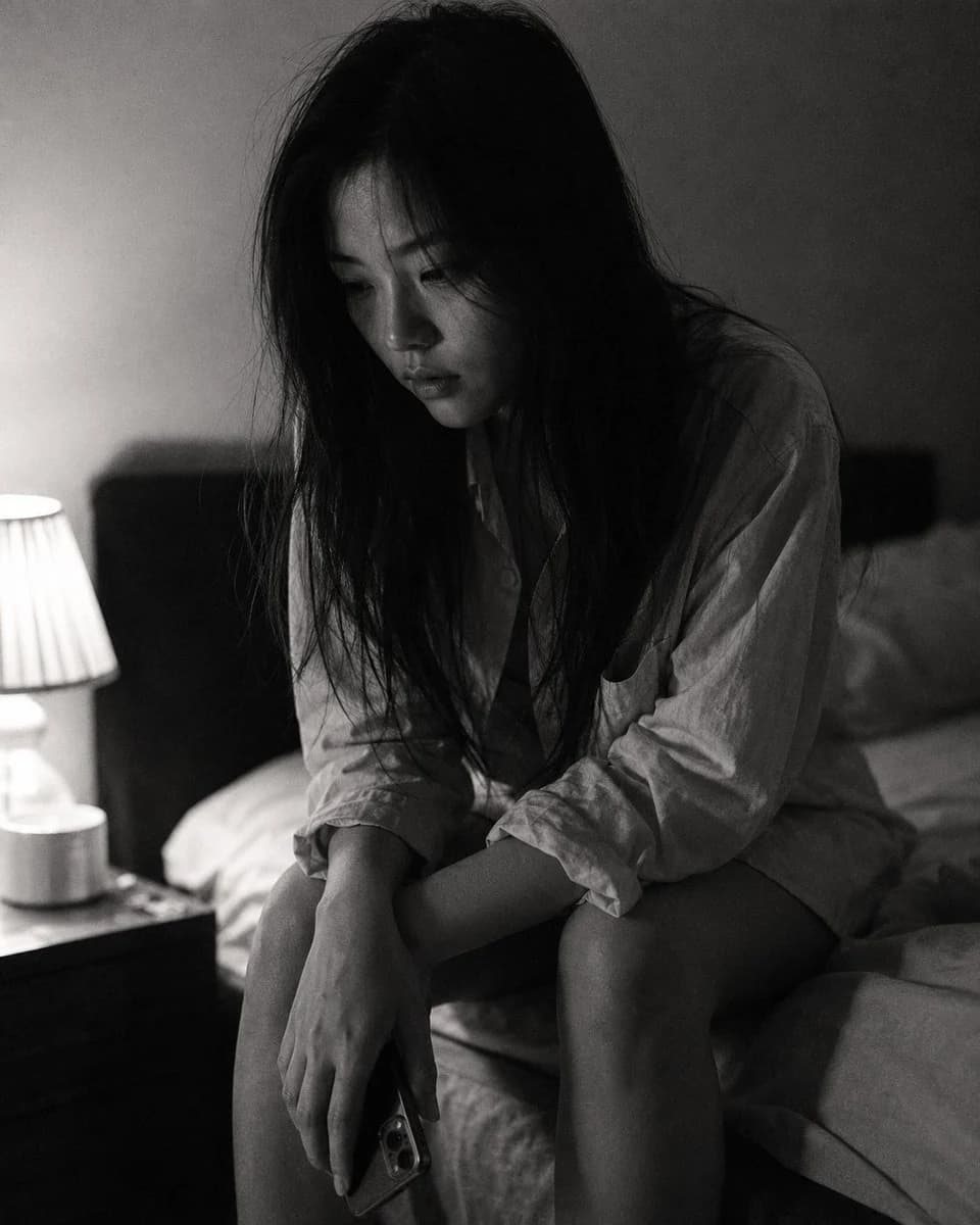 Candid Black and White Bedroom Portrait portrait visual