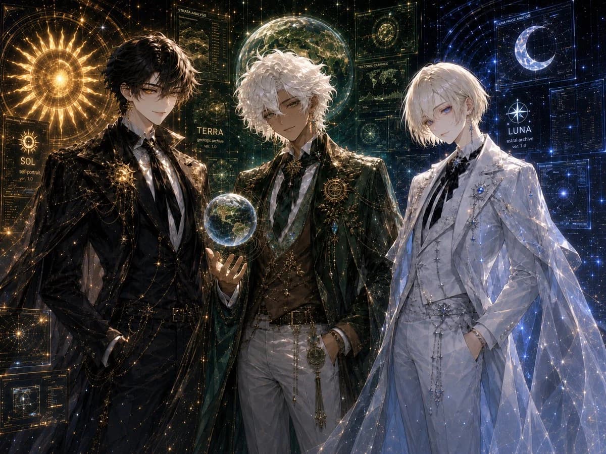 Celestial Archive Trio storyboard visual