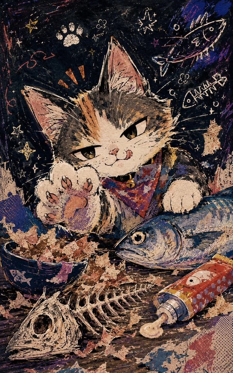 Chalkboard Cat Fish Feast storyboard visual