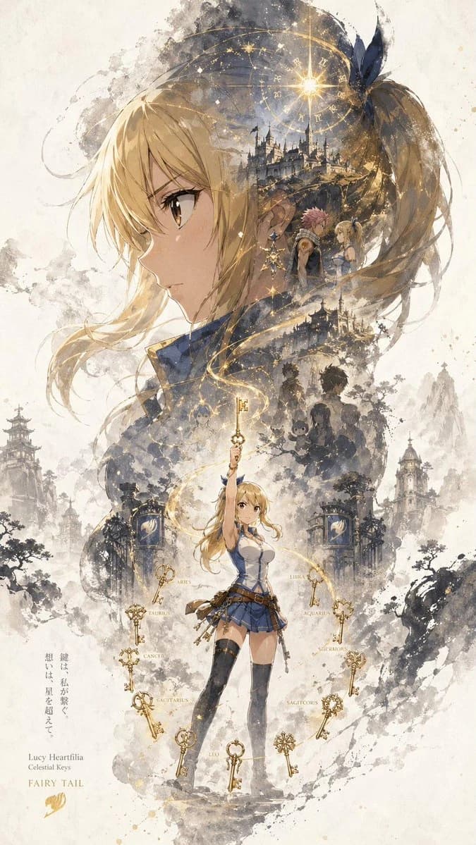 The poster features a character silhouette with a collage of scenes and symbols, blending mist and ink wash in a vertical composition