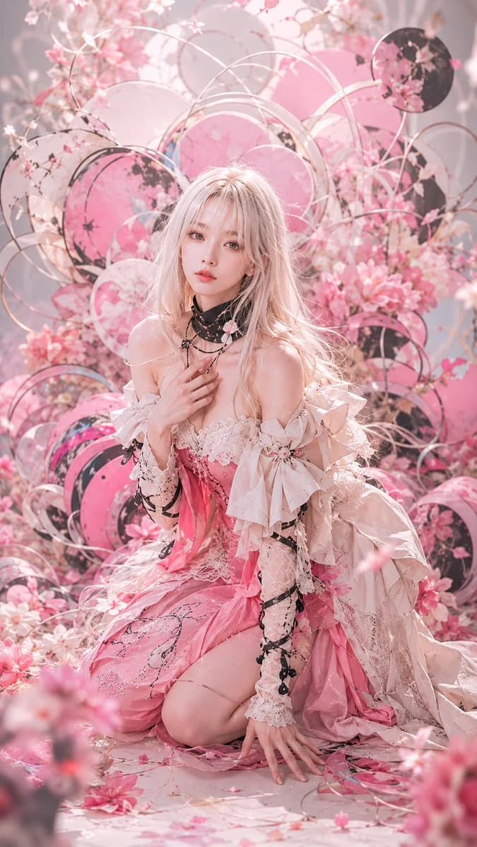 Cherry Blossom Couture Portrait with campaign-ready styling, commercial lighting, and strong product-ad composition