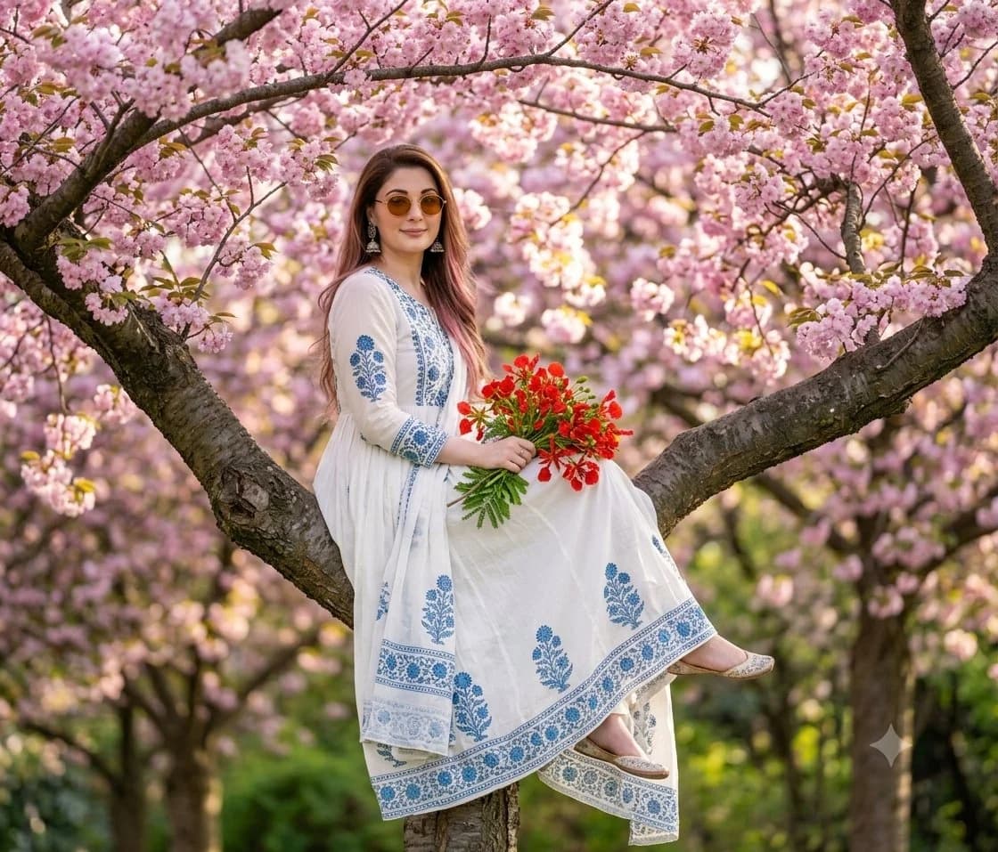 Cherry Blossom Portrait with scroll-ready composition, strong focal subject, and polished social post styling
