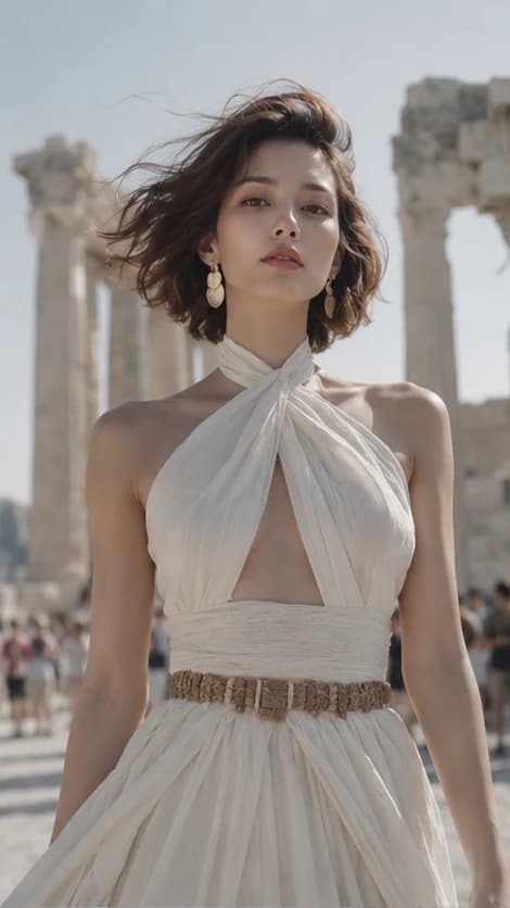 Cinematic Acropolis Fashion Portrait social media visual