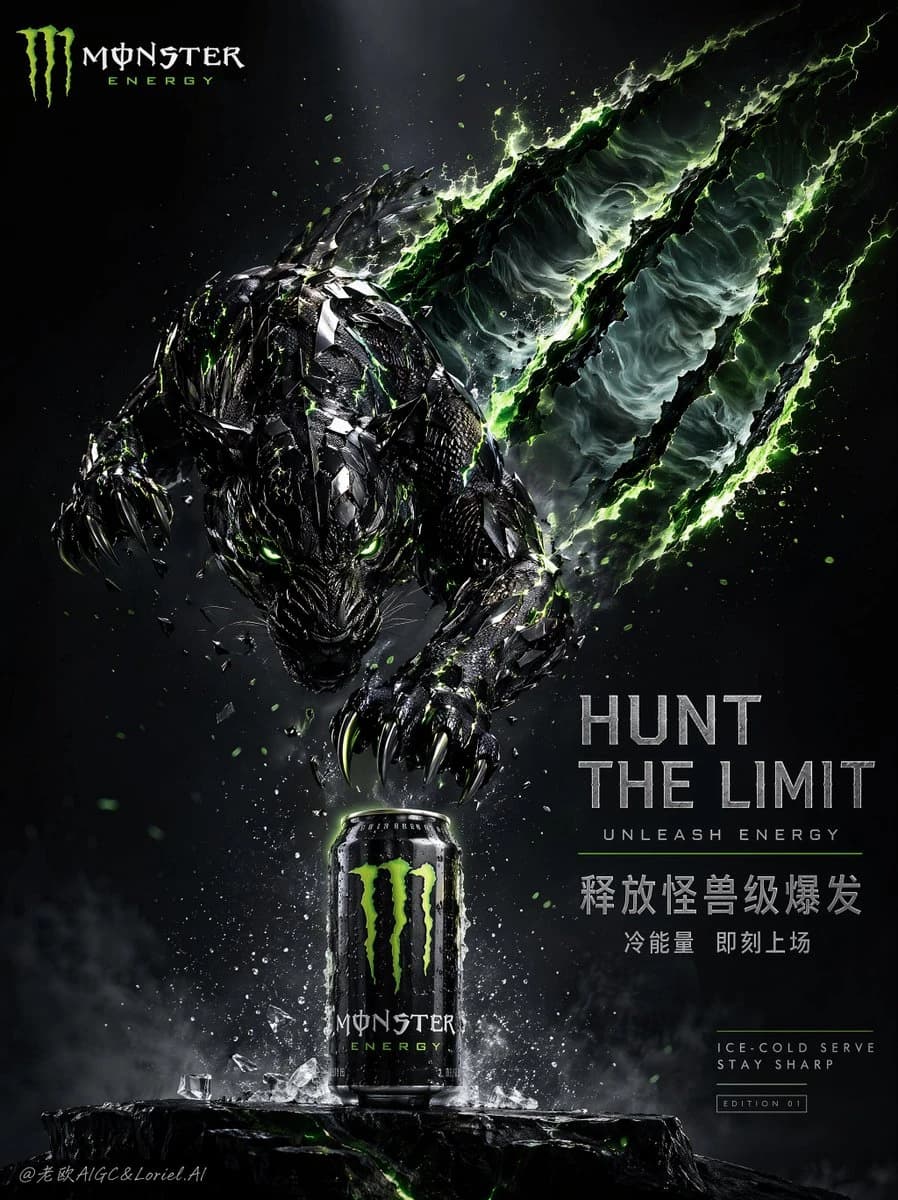 Cinematic Beast Energy Drink Poster with campaign-ready composition, brand-focused styling and premium commercial lighting