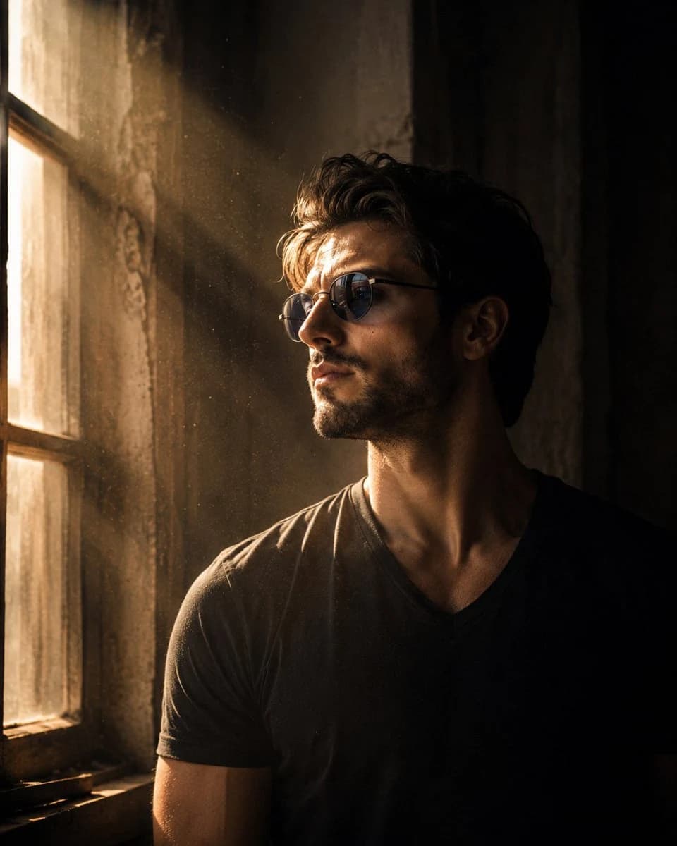 Cinematic Golden Hour Window Portrait portrait visual