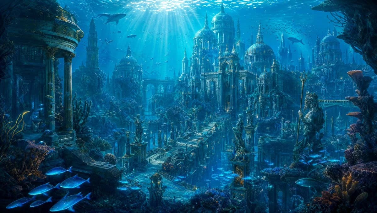 Cinematic Underwater Atlantis City storyboard visual