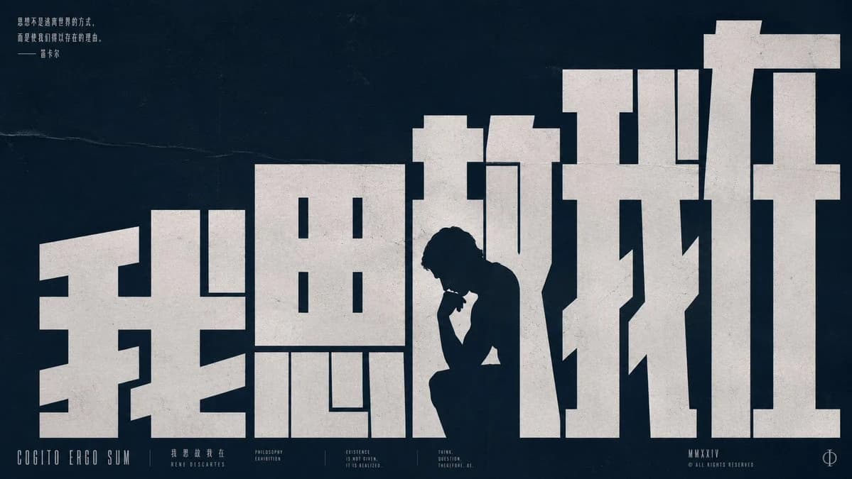Cogito Ergo Sum Chinese Typography Poster with bold poster composition, readable typography and finished campaign key art