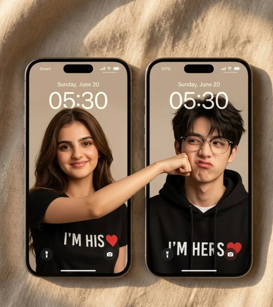 Couple Lock Screen iPhone Flat Lay with polished product presentation, commercial detail, and shop-ready composition