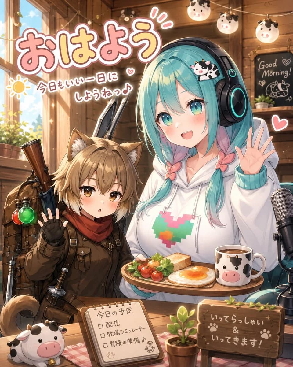 Cozy Anime Morning Livestream with scroll-ready composition, strong focal subject, and polished social post styling