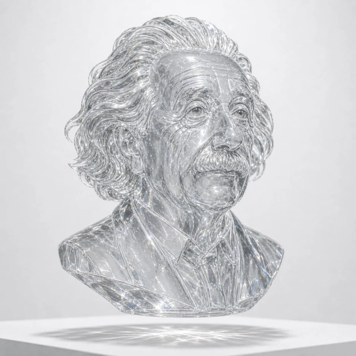 Crystal Glass Sculptural Bust Render with campaign-ready styling, commercial lighting, and strong product-ad composition