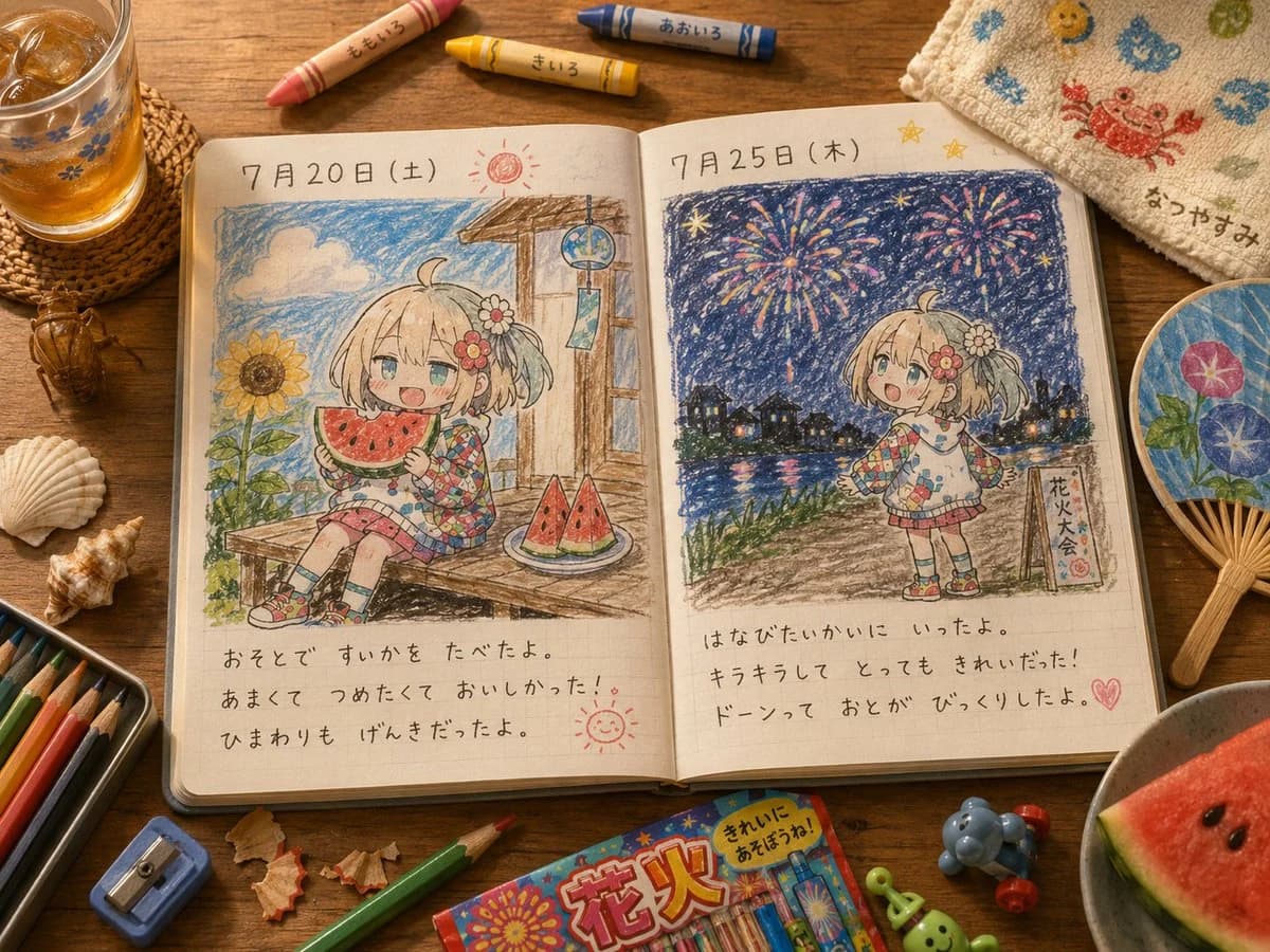 Cute Summer Picture Diary storyboard visual
