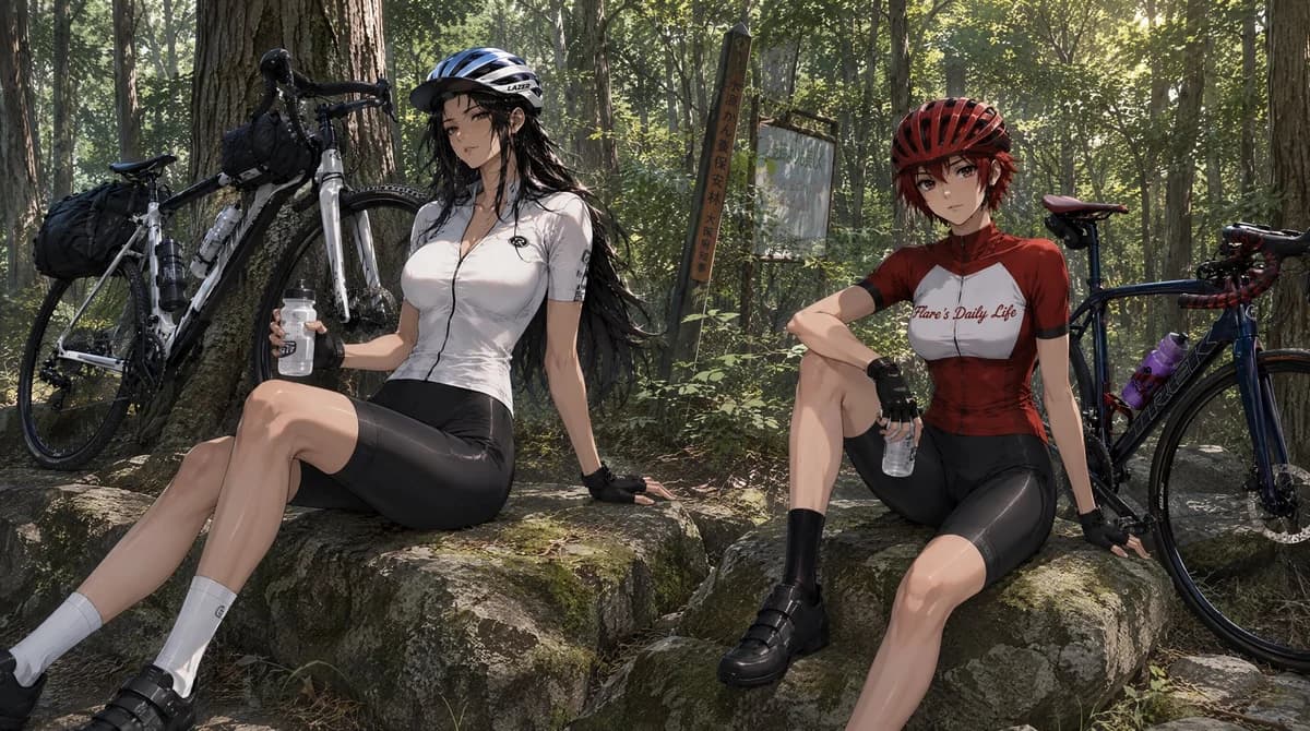 Cycling Break Forest Scene with sequential panels, clear scene planning and cinematic visual flow