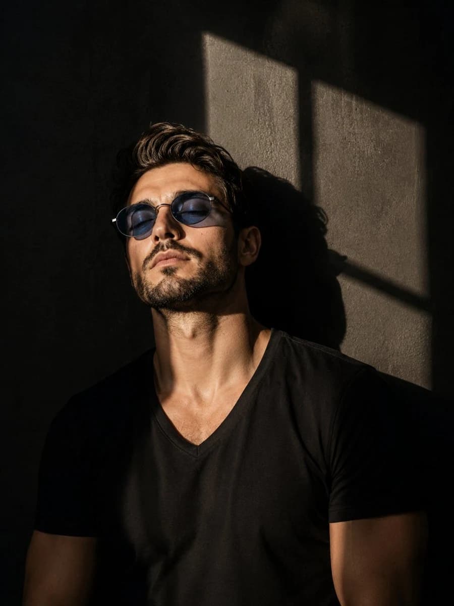 Dramatic Low-Key Portrait with Window Light portrait visual