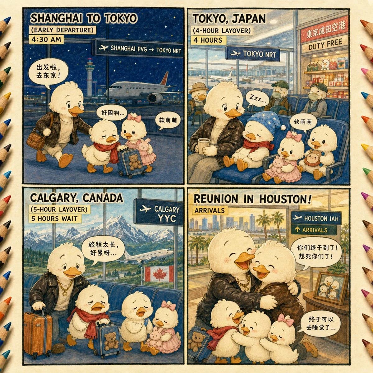 Duck Family Travel Comic storyboard visual