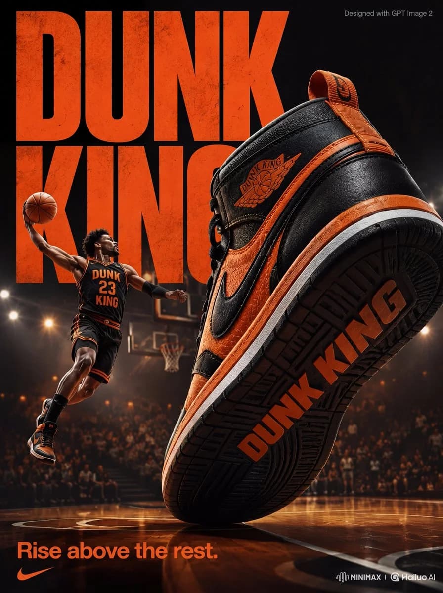Dunk King Sneaker Hype Poster poster GPT Image 2 prompt example