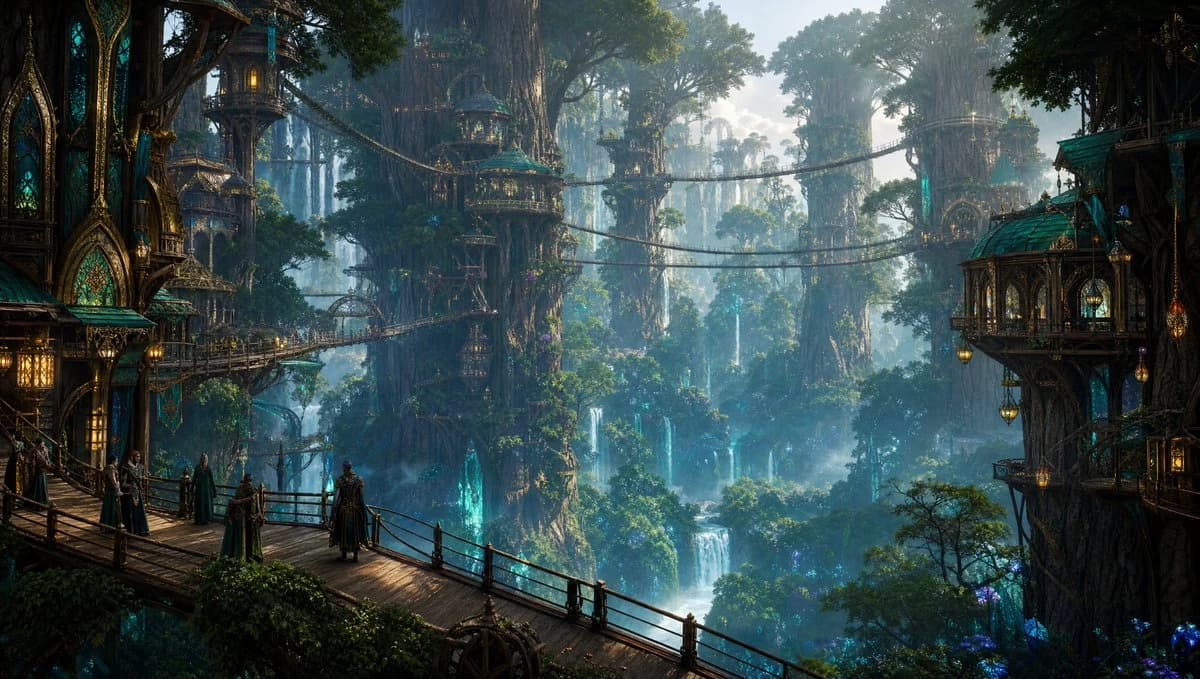 Elven Treetop City storyboard visual