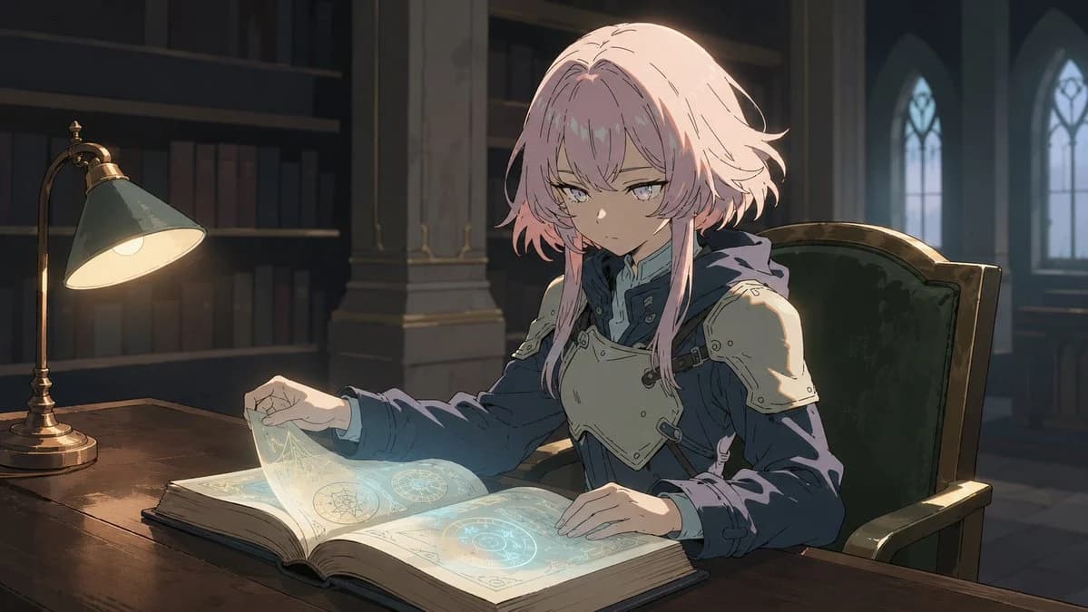 Fantasy Knight Library Study Scene storyboard visual