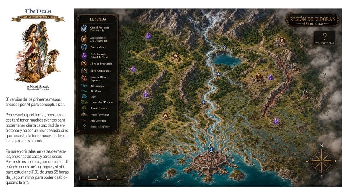 Fantasy RPG Region Map Sheet with structured visual hierarchy, readable details and polished educational layout