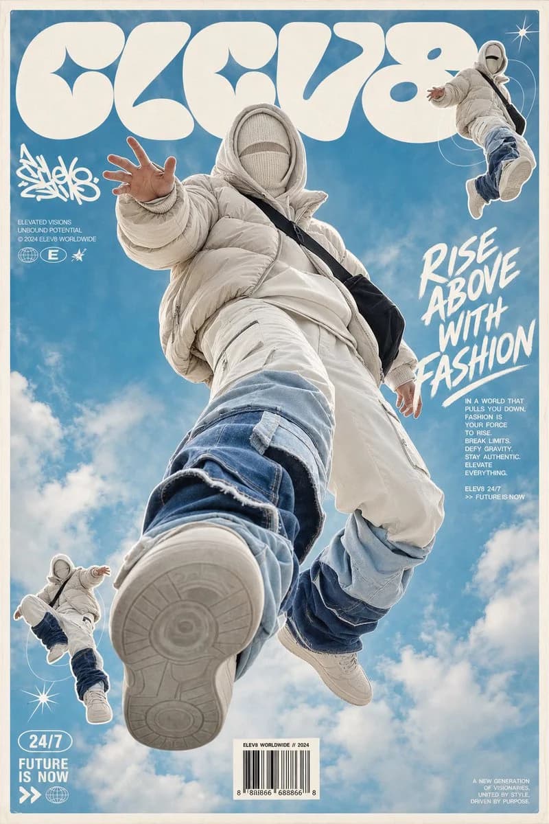 Floating Streetwear Fashion Poster portrait GPT Image 2 prompt example