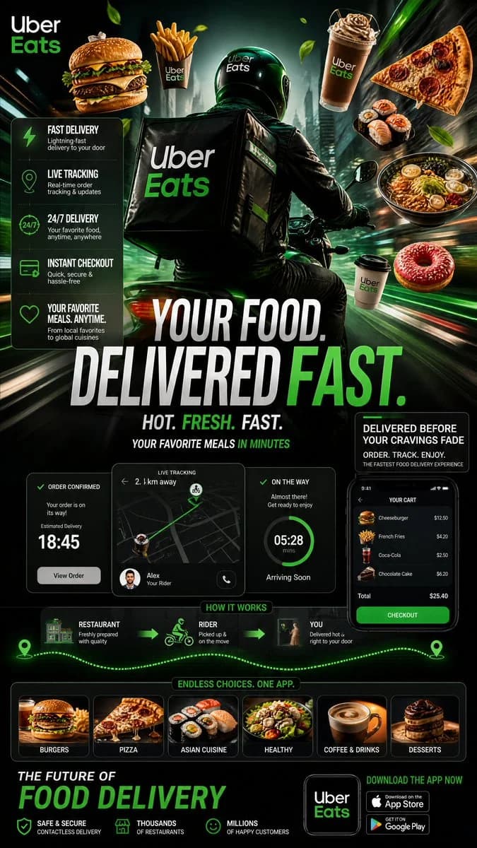 Food Delivery Cinematic Infographic poster GPT Image 2 prompt example