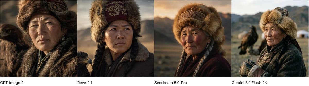 Four-Model Nomadic Portrait Comparison infographic visual