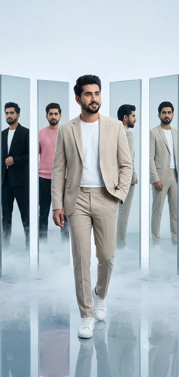 Futuristic Glass Panel Fashion Portrait ad creative visual