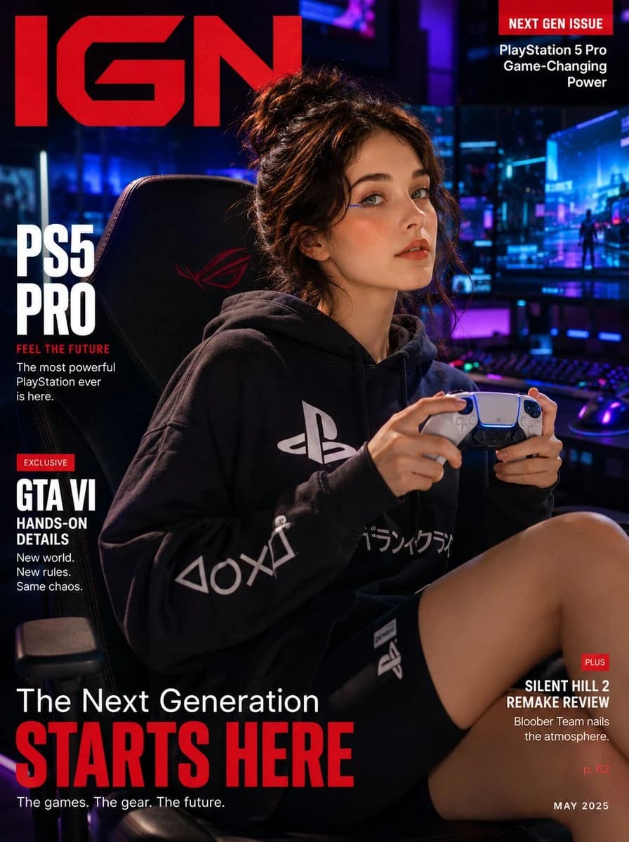 Gaming Lifestyle Magazine Cover with campaign-ready composition, brand-focused styling and premium commercial lighting