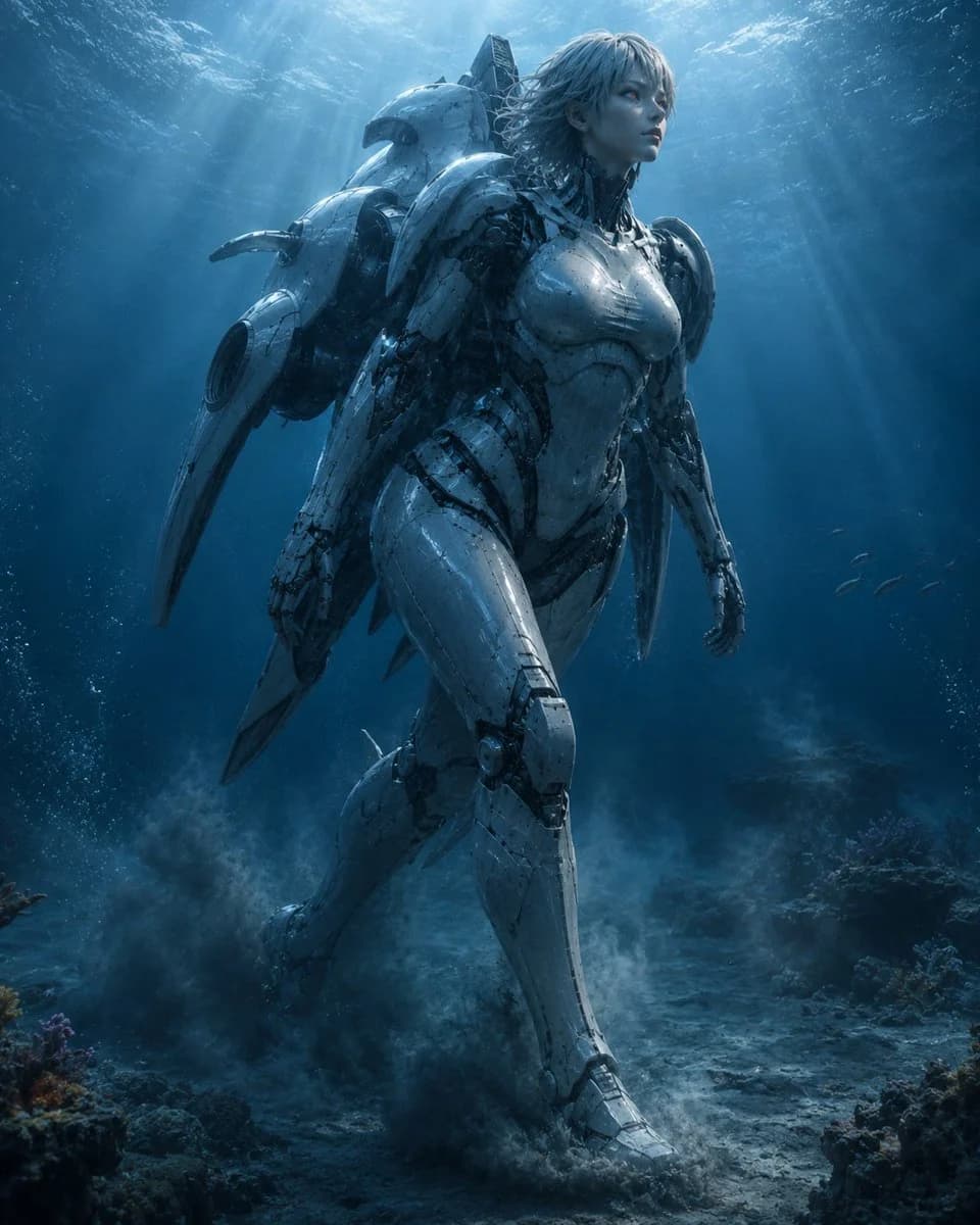 Giant Robot Deep Sea Exploration with character-focused concept art, game-ready styling and detailed fantasy design